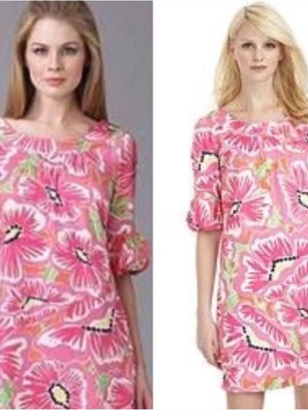 Lilly Pulitzer Dasha pink floral silk shift dress bell puff sleeves Resortwear - Picture 5 of 12